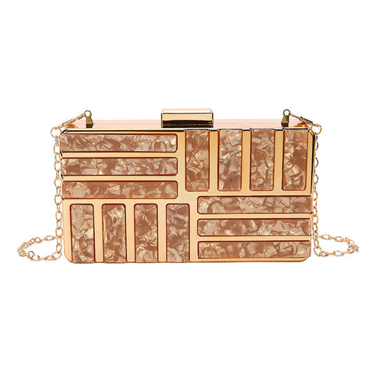 Sequined Stone Box Bag Fashionable All-match One-shoulder Diagonal Dinner Bag