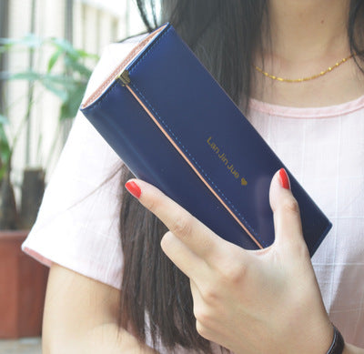 Tri-fold women's long wallet