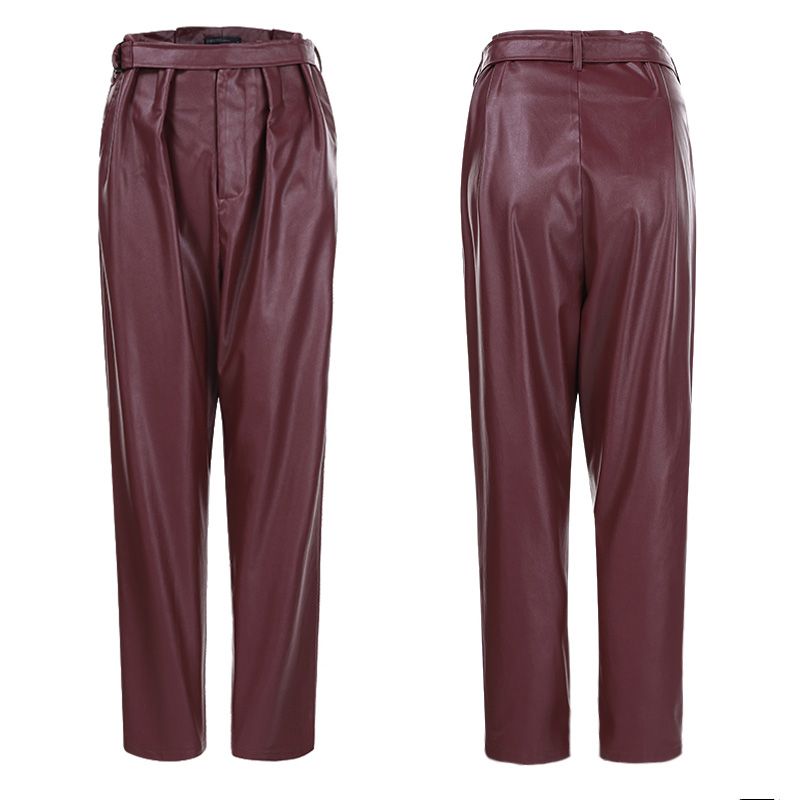 Stylish Faux Leather Pencil Pants Women's High Waist