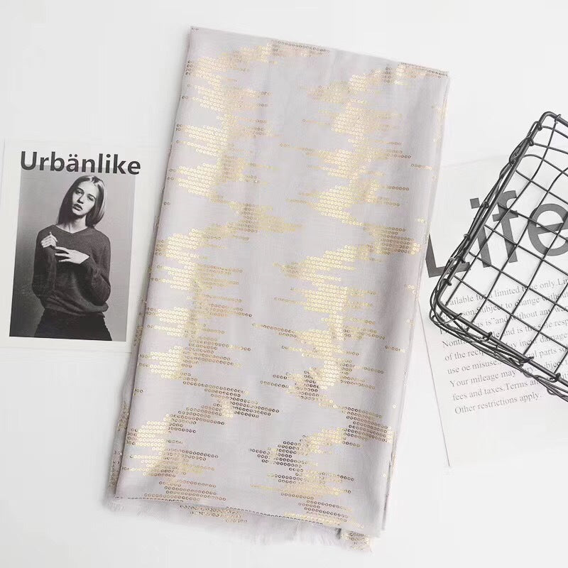 Tassel bronzing cotton and linen scarf