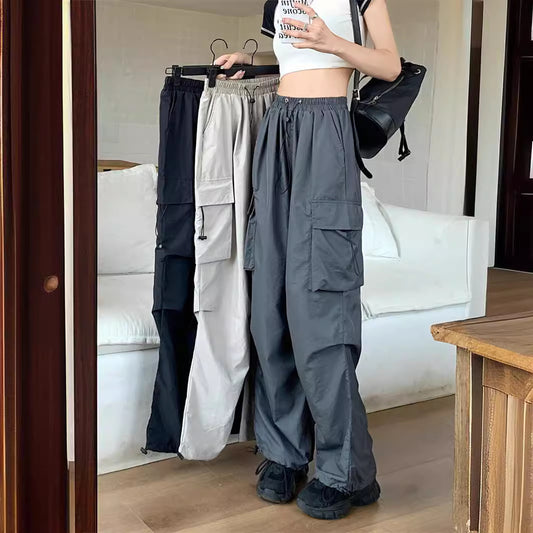 Workwear Pants Women's Thin High Waist Wide Leg Trousers