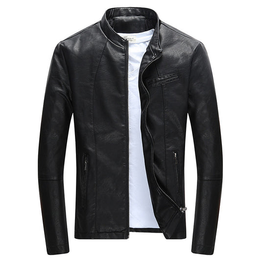 Men's leather jacket plus fleece