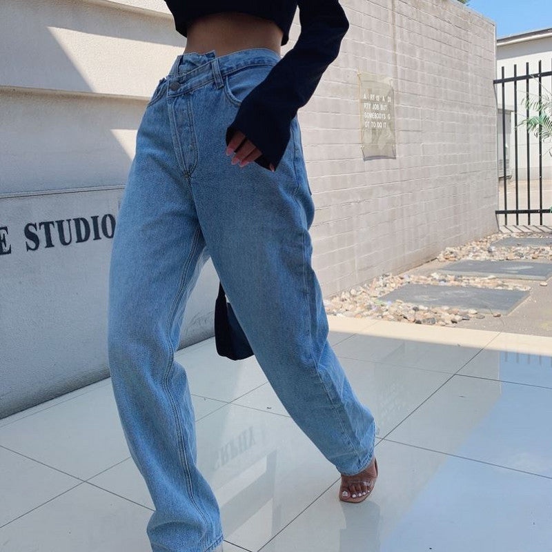 Retro trousers street loose straight slim jeans