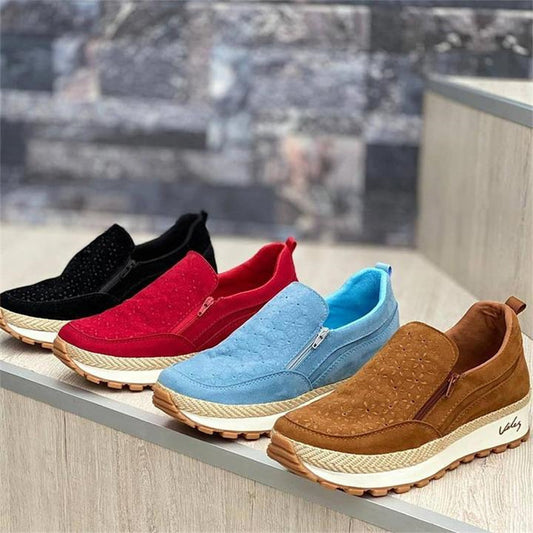 Ladies Solid Color Casual Round Toe Solid Color Soft Flat Canvas Shoes