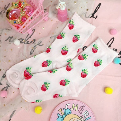 Girl strawberry dreamy beautiful girl moon in stockings socks piles of socks