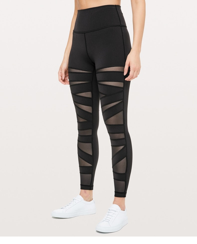 Net gauze stitching slim hip-lifting sweatpants