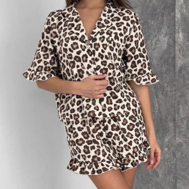 Loose Soft And Comfortable Leopard-print Pajama Set