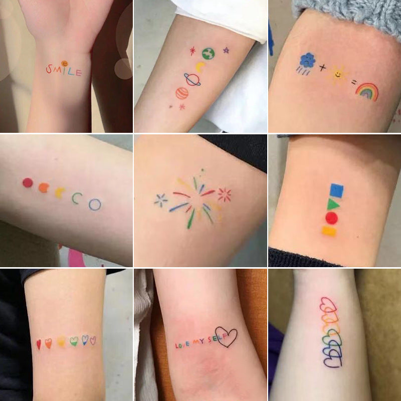 Bracelet Colorful Line Smiley Face Tattoo Stickers
