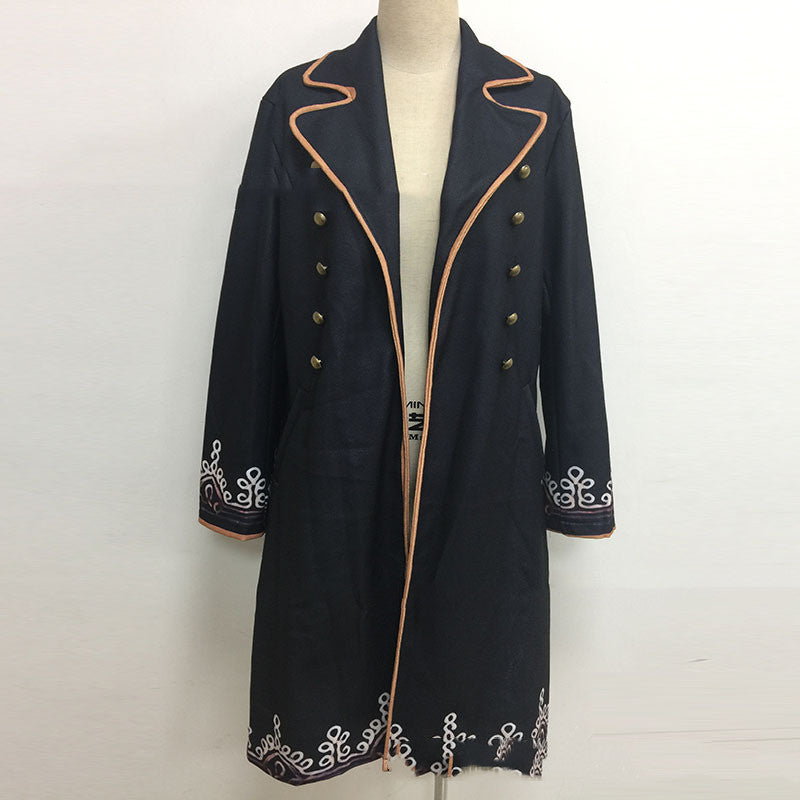 Women's Fashionable Elegant Medium Long Printed Lapel Coat