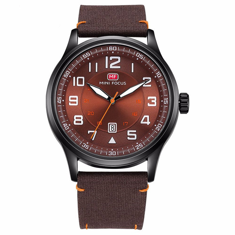 Japanese Movement Calendar Luminous Waterproof Leather Watch
