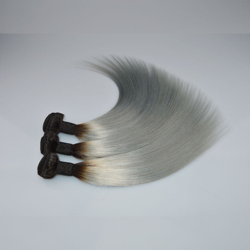 Silver gray real hair set