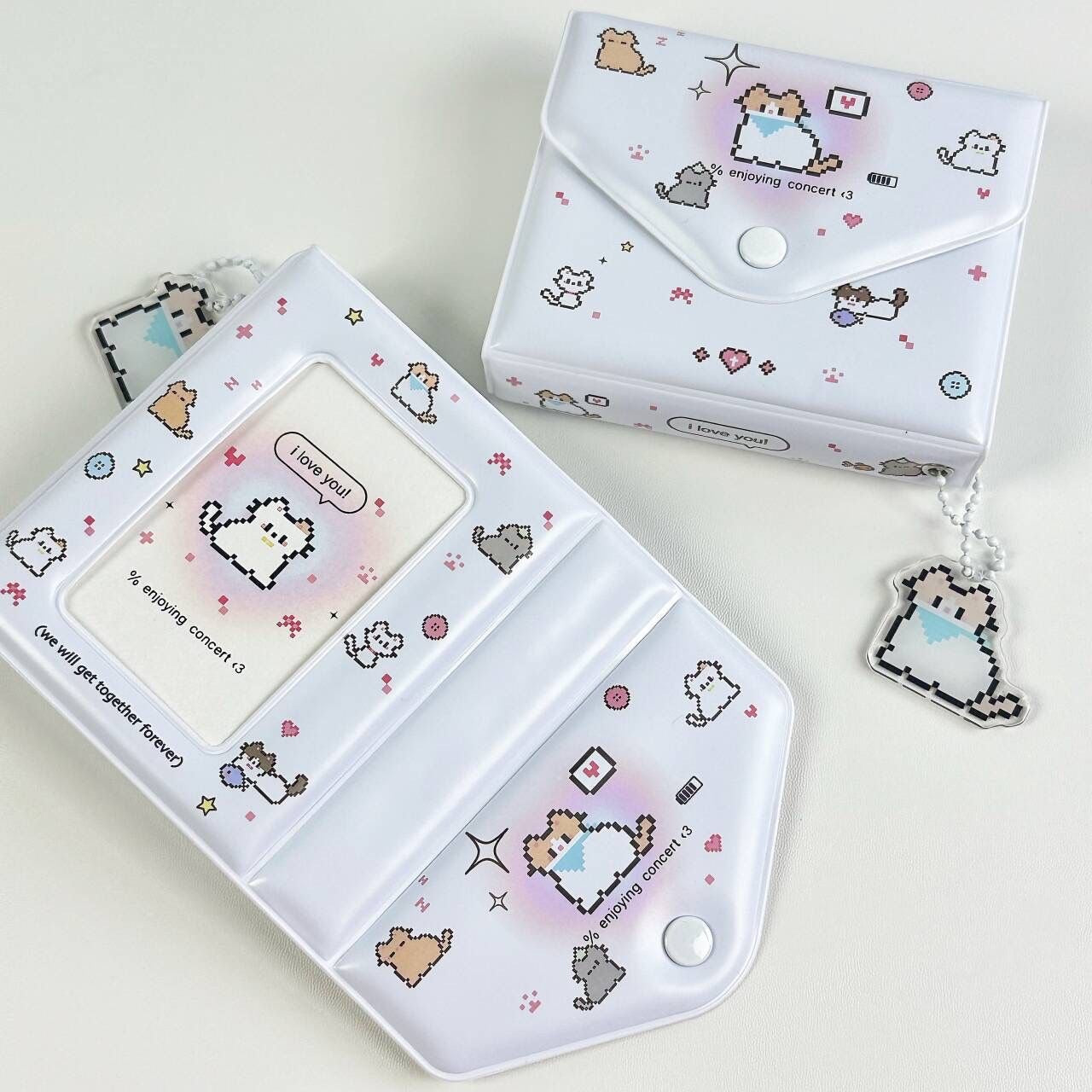 Ins Cute Pixel Style Kitten Card Storage Case