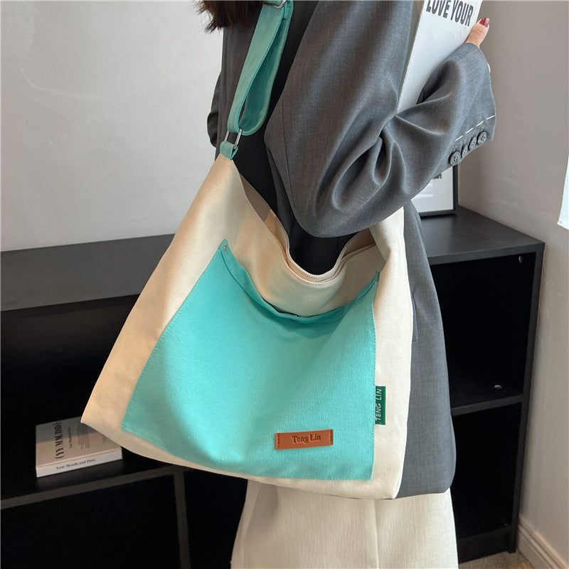 Spliced Leisure Cloth Bag Students Slung In Class
