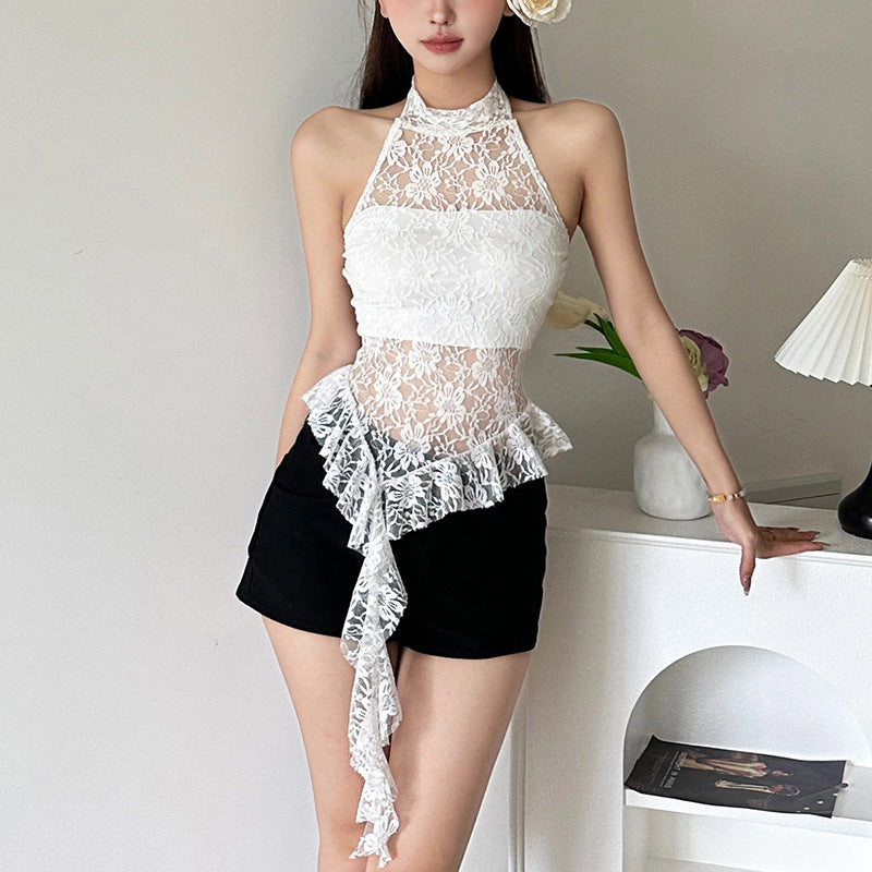 Pure Desire Round Neck Halter Irregular Edge Vest