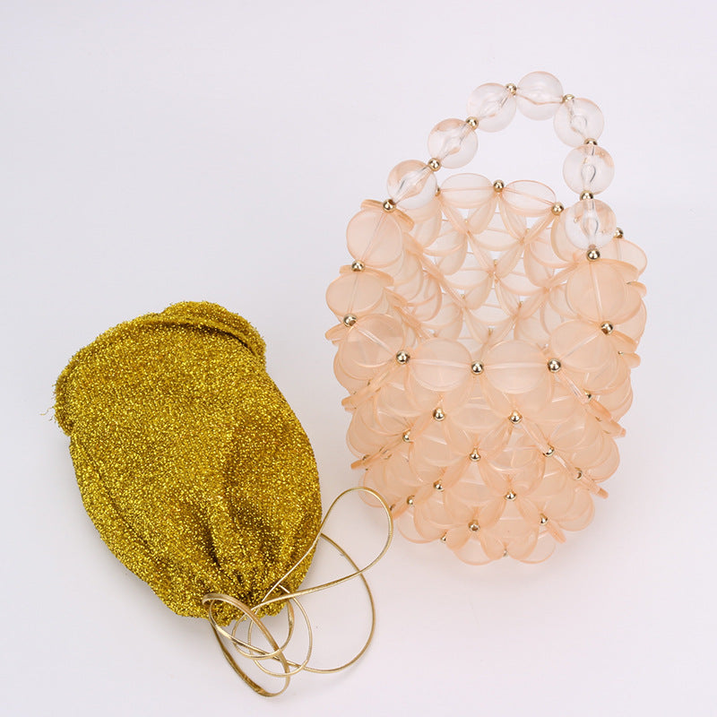 Golden inner pocket, leather cord shrink pocket