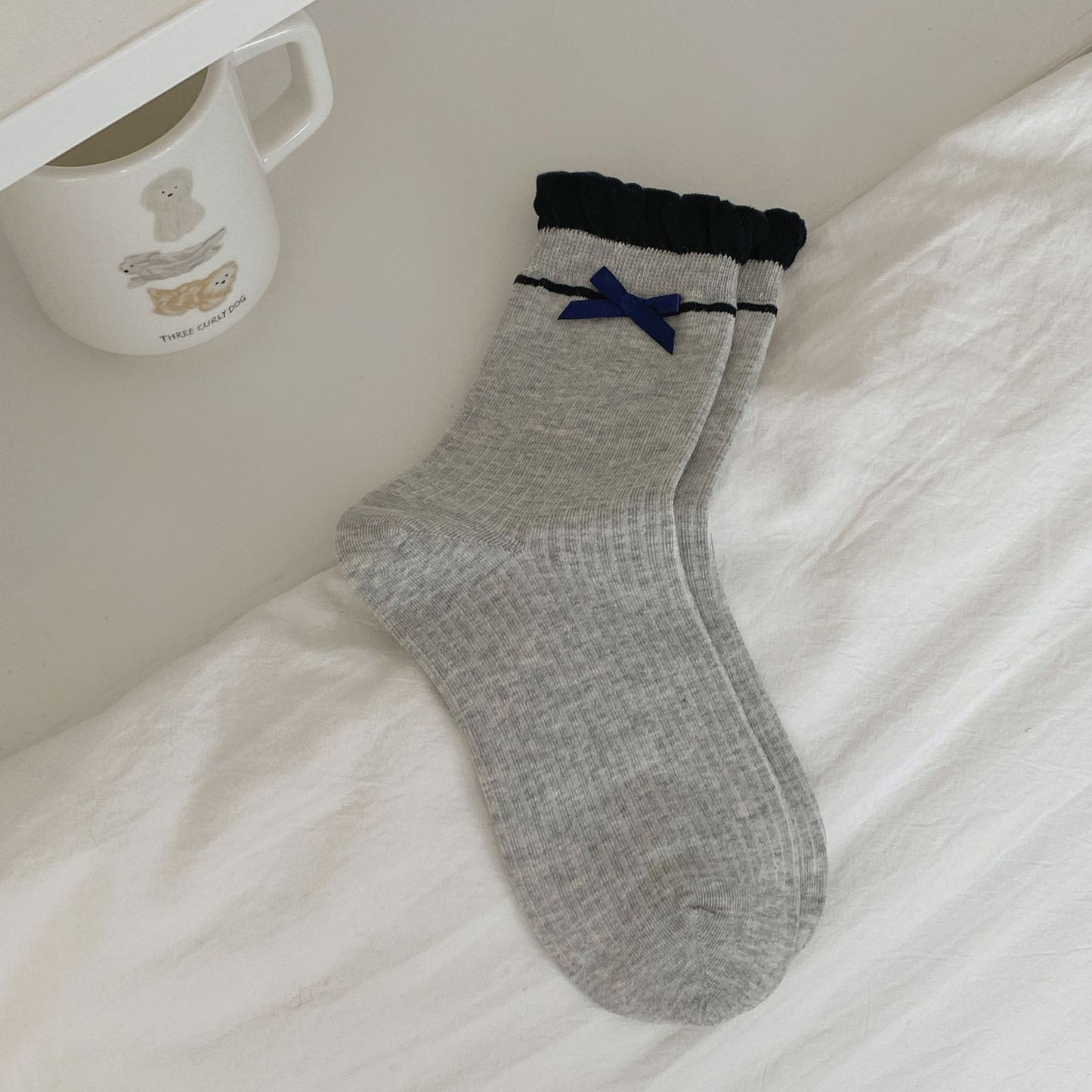 SpringSummer 3D Bowknot Boneless Mid-Calf Socks