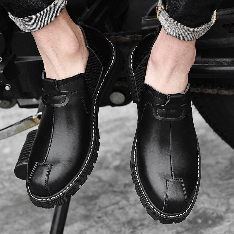 Casual workwear men's big head leather shoes