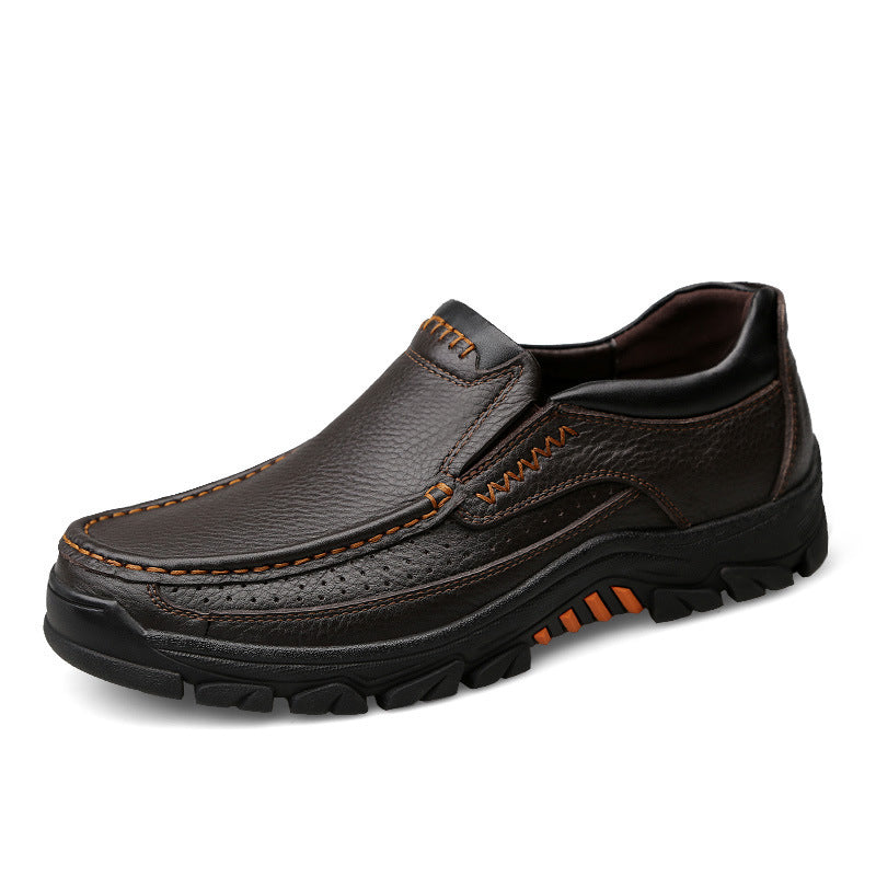Middle-aged and elderly men's soft leather dad shoes