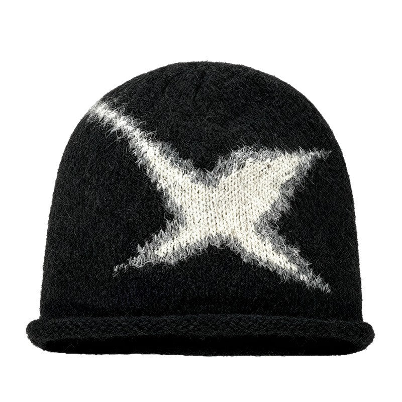 Japanese-style Harajuku Street-styled Edgy Star-knit Beanie