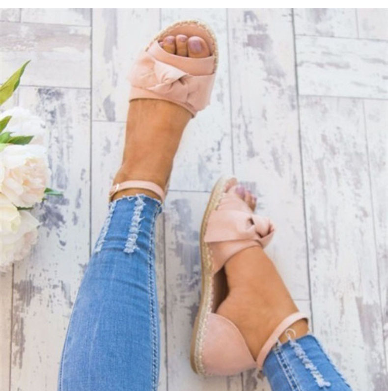Bow flower hemp rope shoes