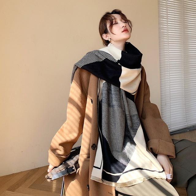 Double-Sided Solid Color Dual-Purpose Thick Warm Scarf