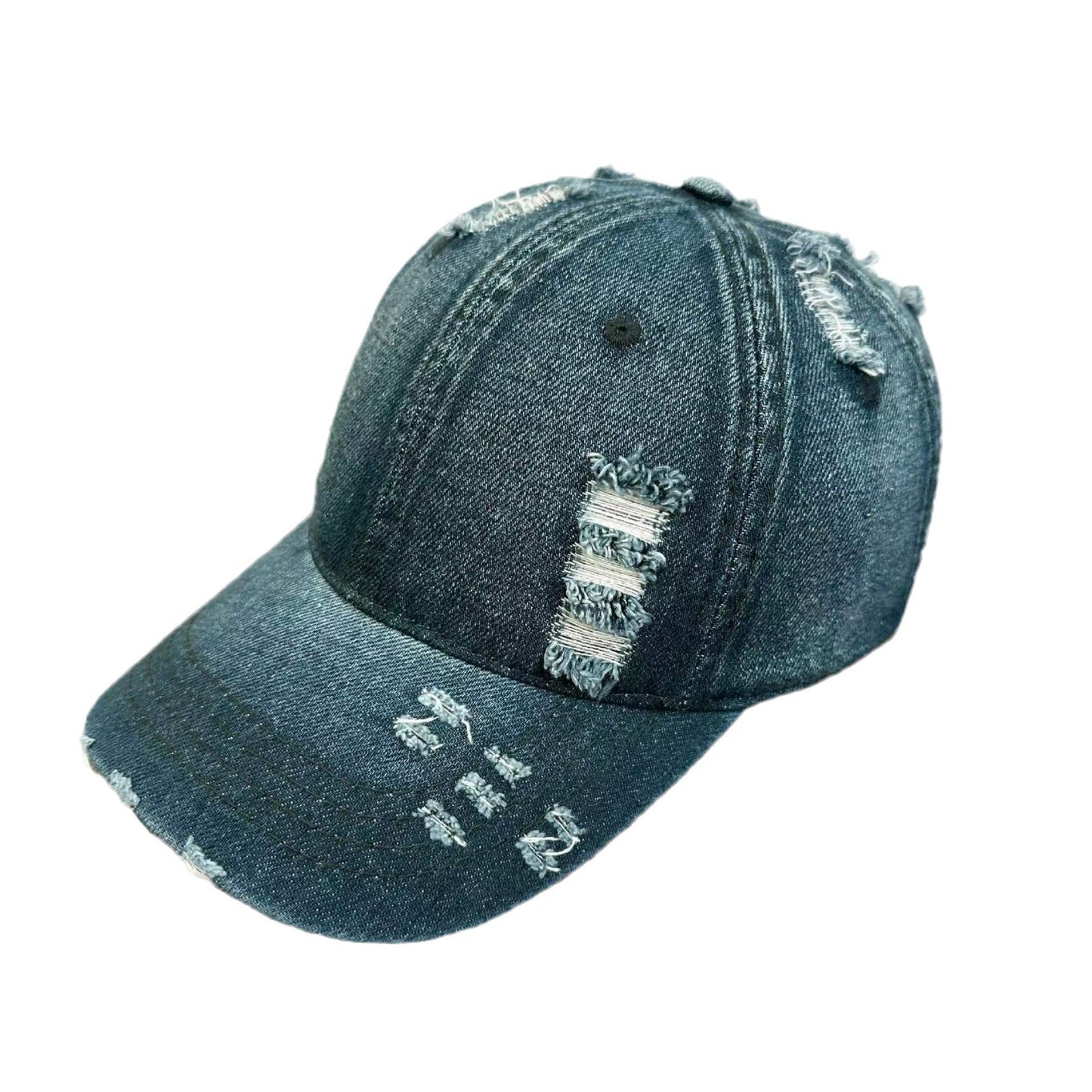 Unisex vasket denim blød kasket med slidt look