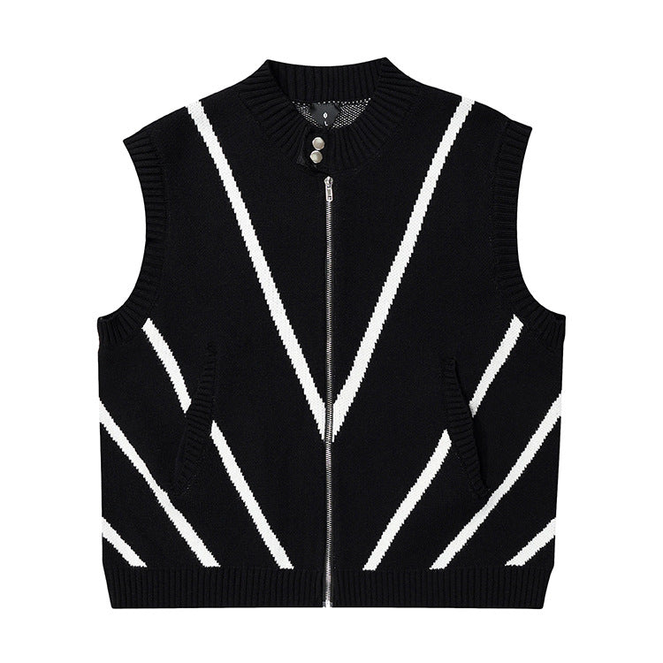 Retro Style Street Trendy Zippered Knitted Vest