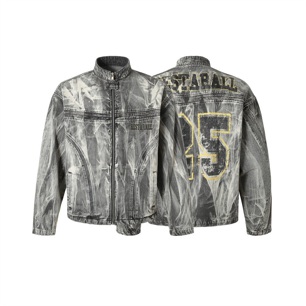 Men's Trendy Printed Stand Collar Coat Jacket