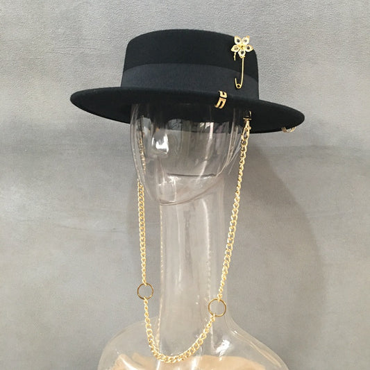 Female retro black top hat