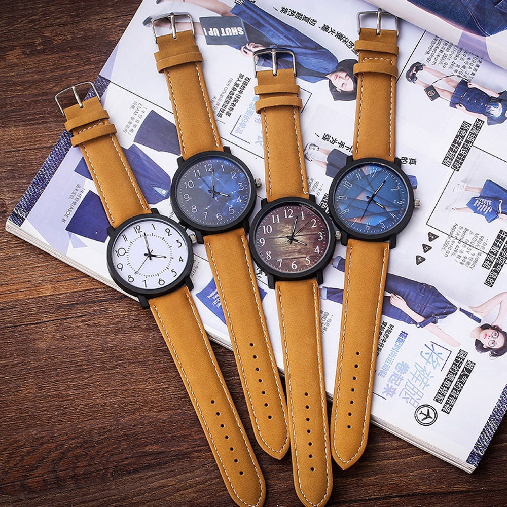 Fashion Casual Big Dial Belt Watch