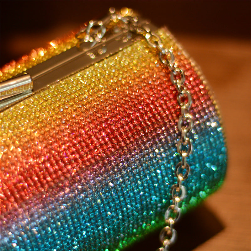 Regnbue Rhinestone Pung Aften Taske