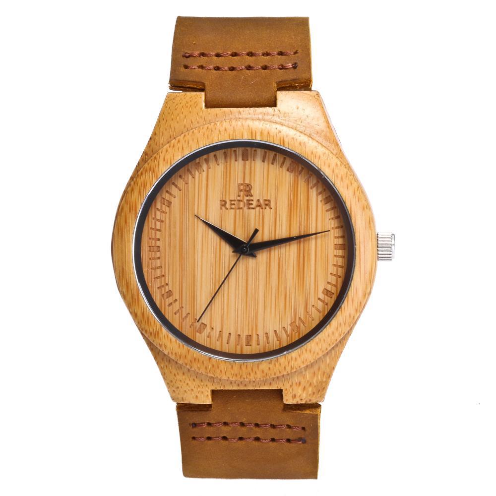 Crazy Horse Leather Quartz Wood Watch