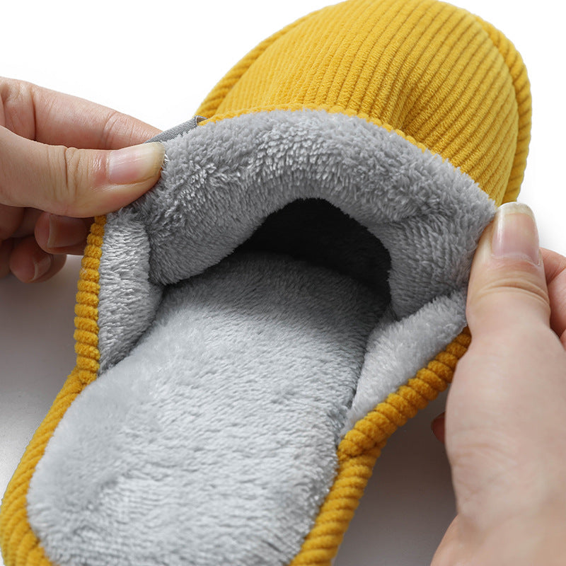 Cotton slippers female warm cute plush couple home