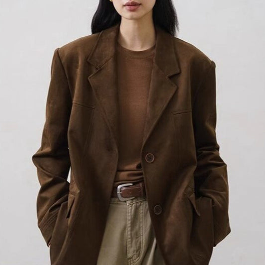 Dark Brown Coffee-colored Suede Blazer