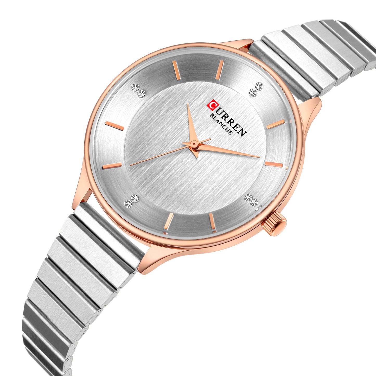 Ladies Watch Steel Band Quartz Pointer Women's Casual Black Men's Watch