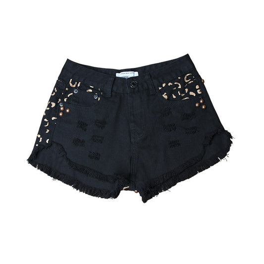 Loose wide feet high waist printed hot pants