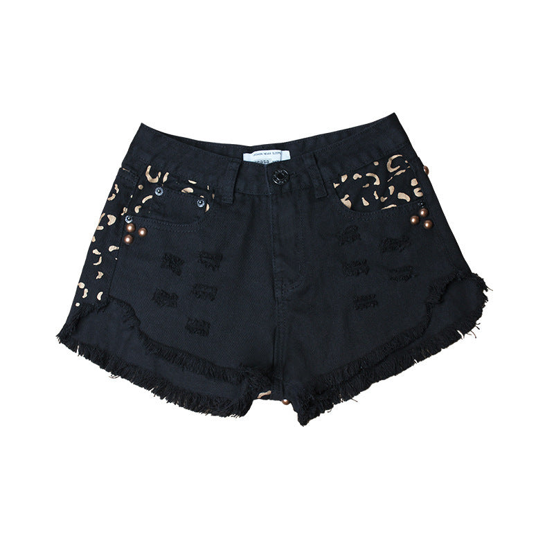 Loose wide feet high waist printed hot pants