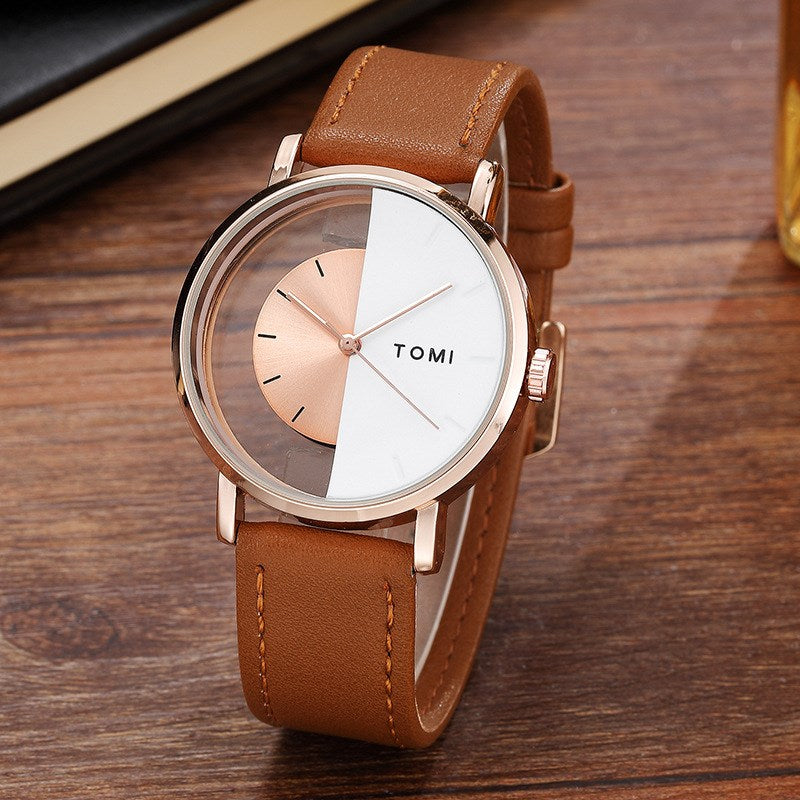 Double-sided hollow belt watch all-match quartz watch