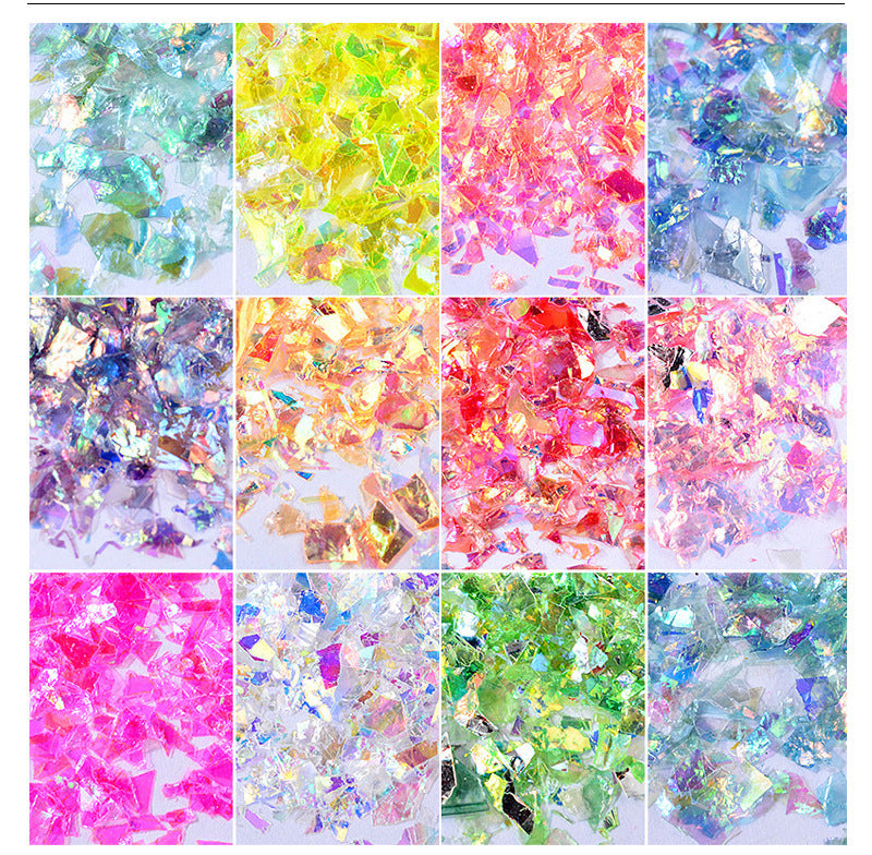 nail art colorful shell paper 12 colors