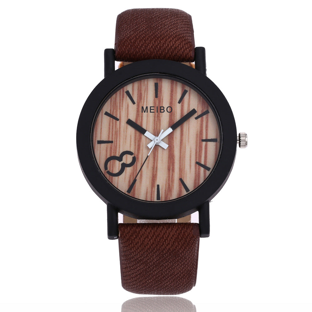 denim belt watch wood grain surface watch quartz watch 8 word