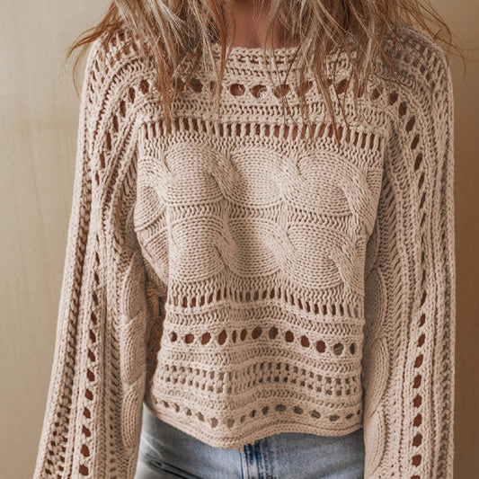 Women's Round Neck Knitted Long-sleeved Pullover