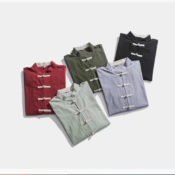 Chinese Style Cotton And Linen Shirt Multi-color Top