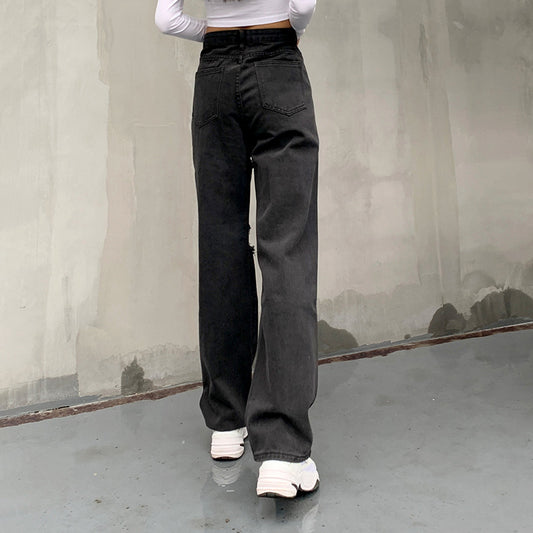 Casual Trendy Sexy Women's Jeans With Ripped Raw Edges