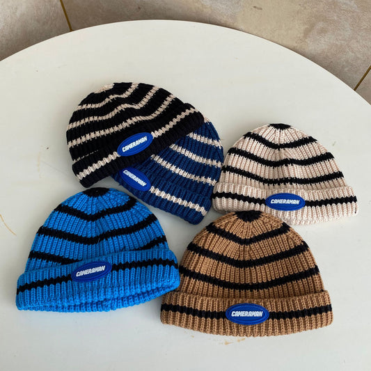Women's Retro Fashion Versatile Striped Knit Hat