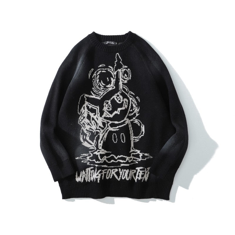 Autumn And Winter Thick Embroidered Hip-hop Long-sleeved Couple Sweater