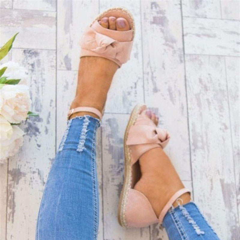 Bow flower hemp rope shoes
