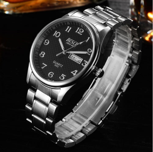 Double calendar men's watch waterproof luminous number quartz watch