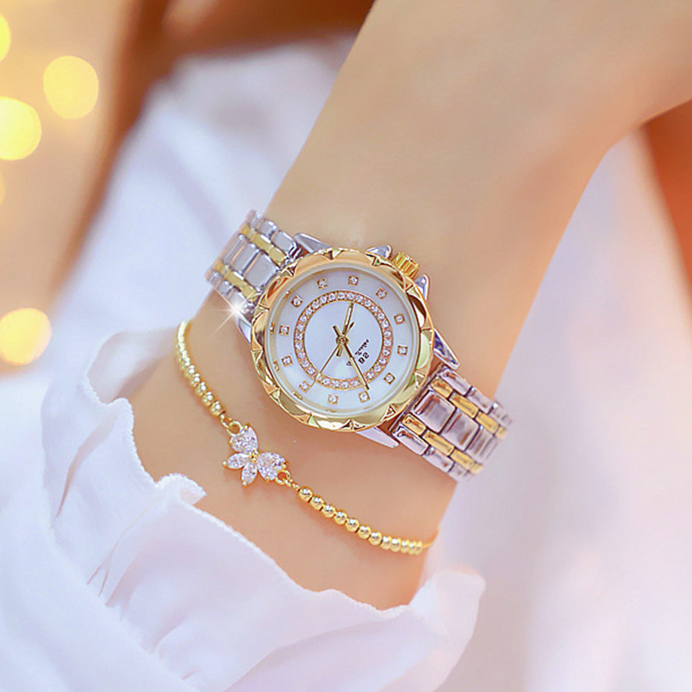 Luxury ladies full diamond steel band quartz watch