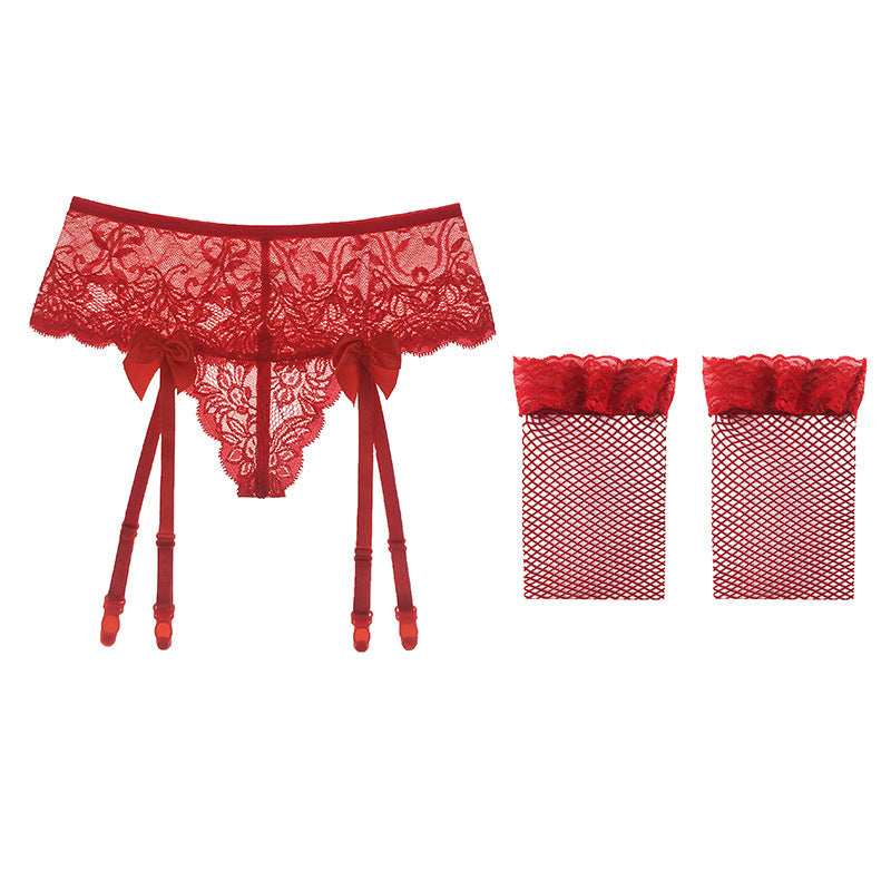 Lace perspective long garter socks