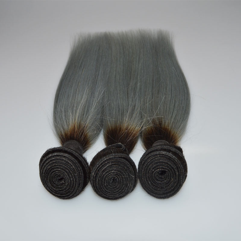 Silver gray real hair set